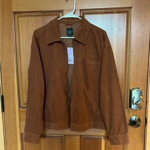 NWT Wild Fable boxy corduroy zip up jacket RUST